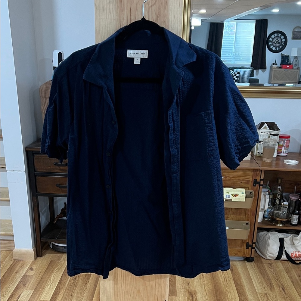 Navy Blue Casual Button Down Shirt